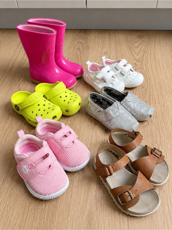 Mixed Lot Other - Crocs Toms Toddler Shoe Bundle Rubber Canvas Glitter Size 5 6 Mixed Lot